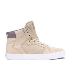 Supra Mens VAIDER High Top Shoes Mojave/Dk Grey/white | US-13090